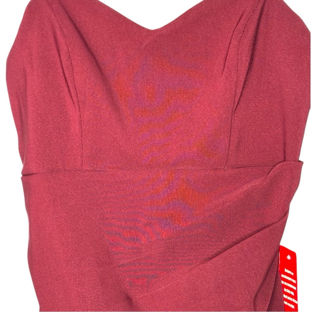 NWT Burgundy Bodycon Mini Dress Sz S | Ruched Stretch Sweetheart Cocktail - Picture 2 of 5
